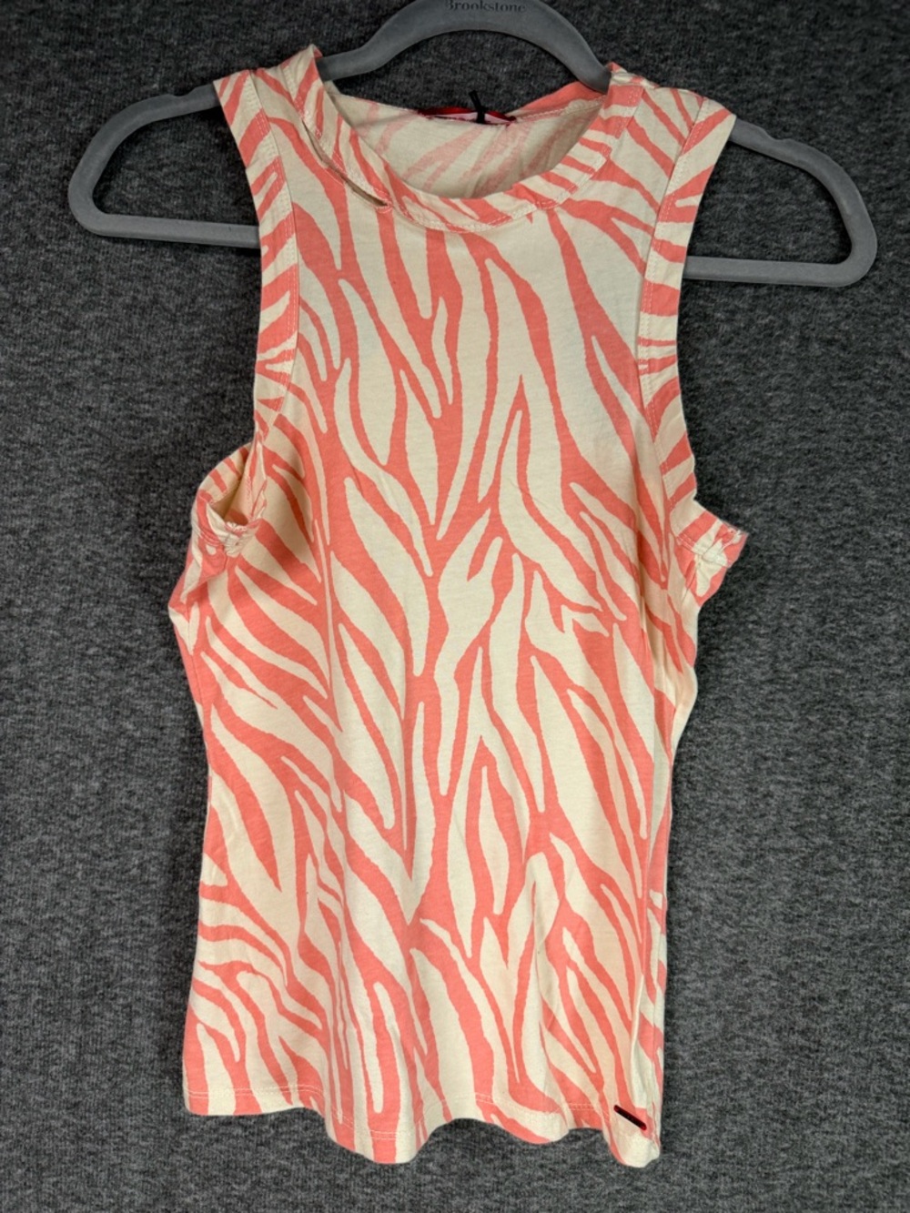 n:Philanthropy Zebra Print Cut Out Tank Top Peach Cream Sleeveless Size S NWT